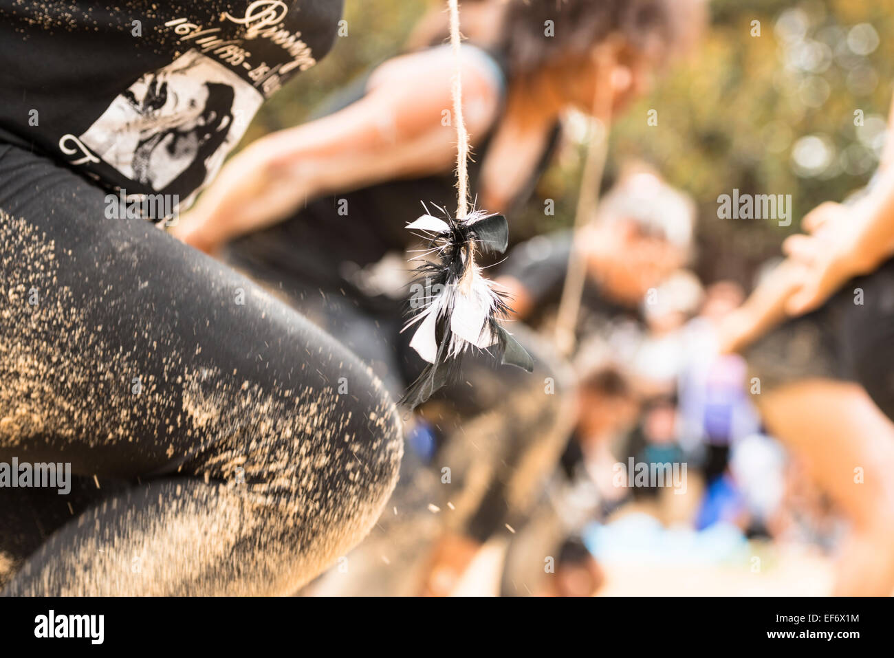 Frauen aus Buuja Buuja-Butterfly Dance Group, einer Aboriginal Tanzgruppe beim Yabun Festival Australia Day hautnah Stockfoto