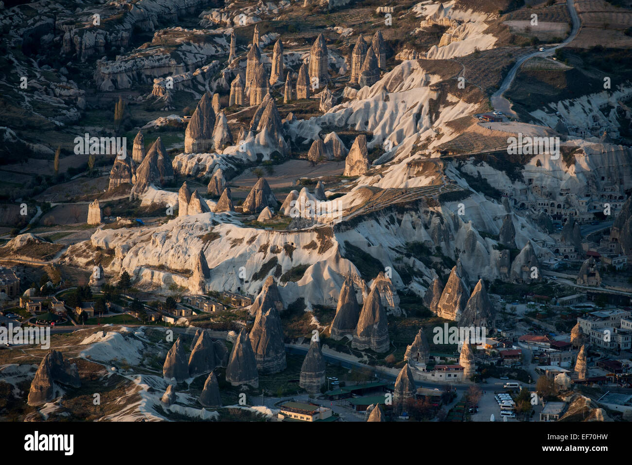 Luftbild von Kappadokien, Türkei aus Heißluftballon Stockfoto