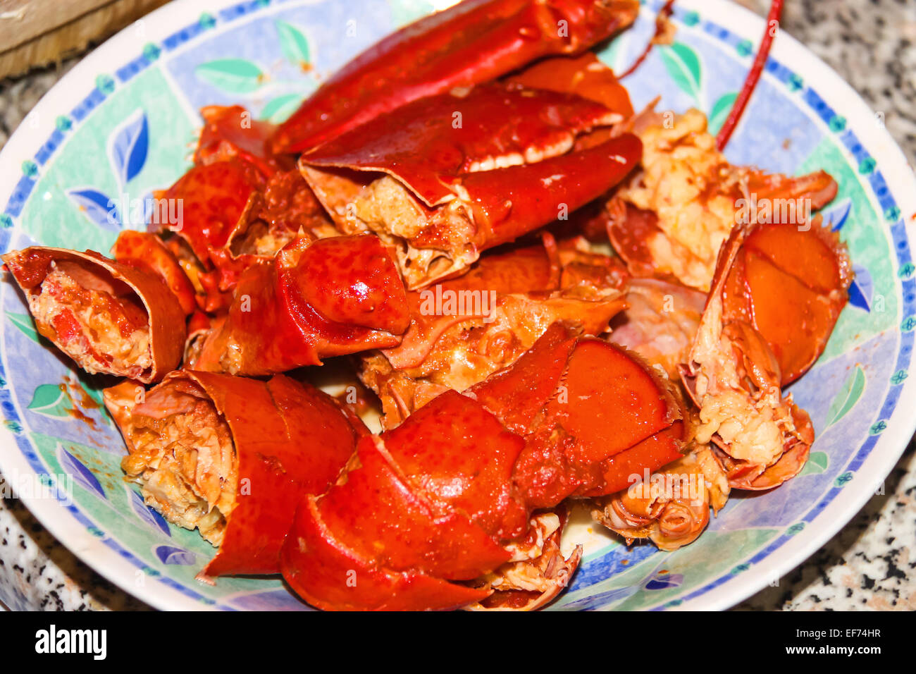 Hummer auf einem Teller in einem italienischen restaurant Stockfoto