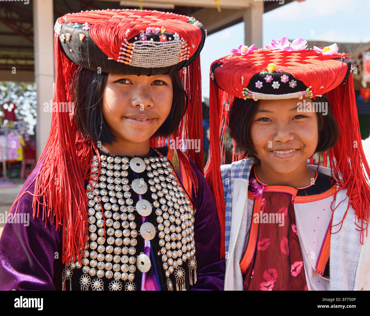 Porträt der Lisu Mädchen in Mae Salong, Provinz Chiang Rai, Thailand Stockfoto