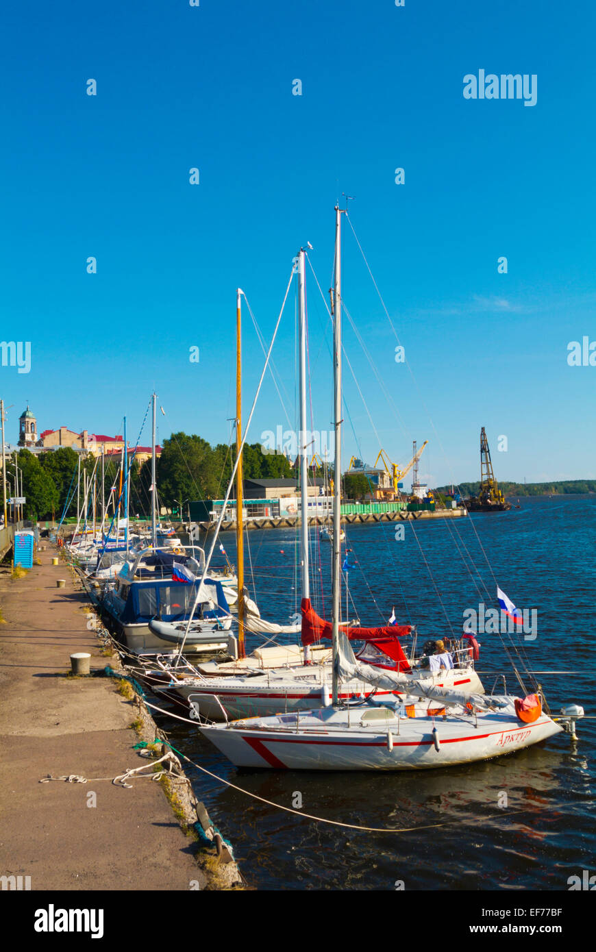 Hafen für Segelboote, Vyborg, Karelien, Russland, Europa Stockfoto