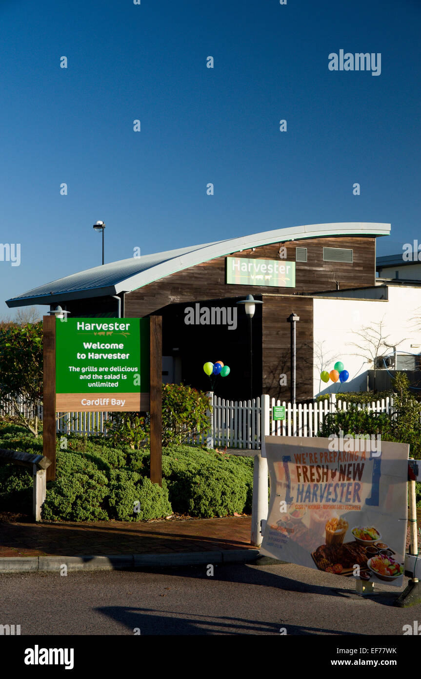 Cardiff Bay Harvester Restaurant und Pub, Cardiff, Wales, Großbritannien. Stockfoto