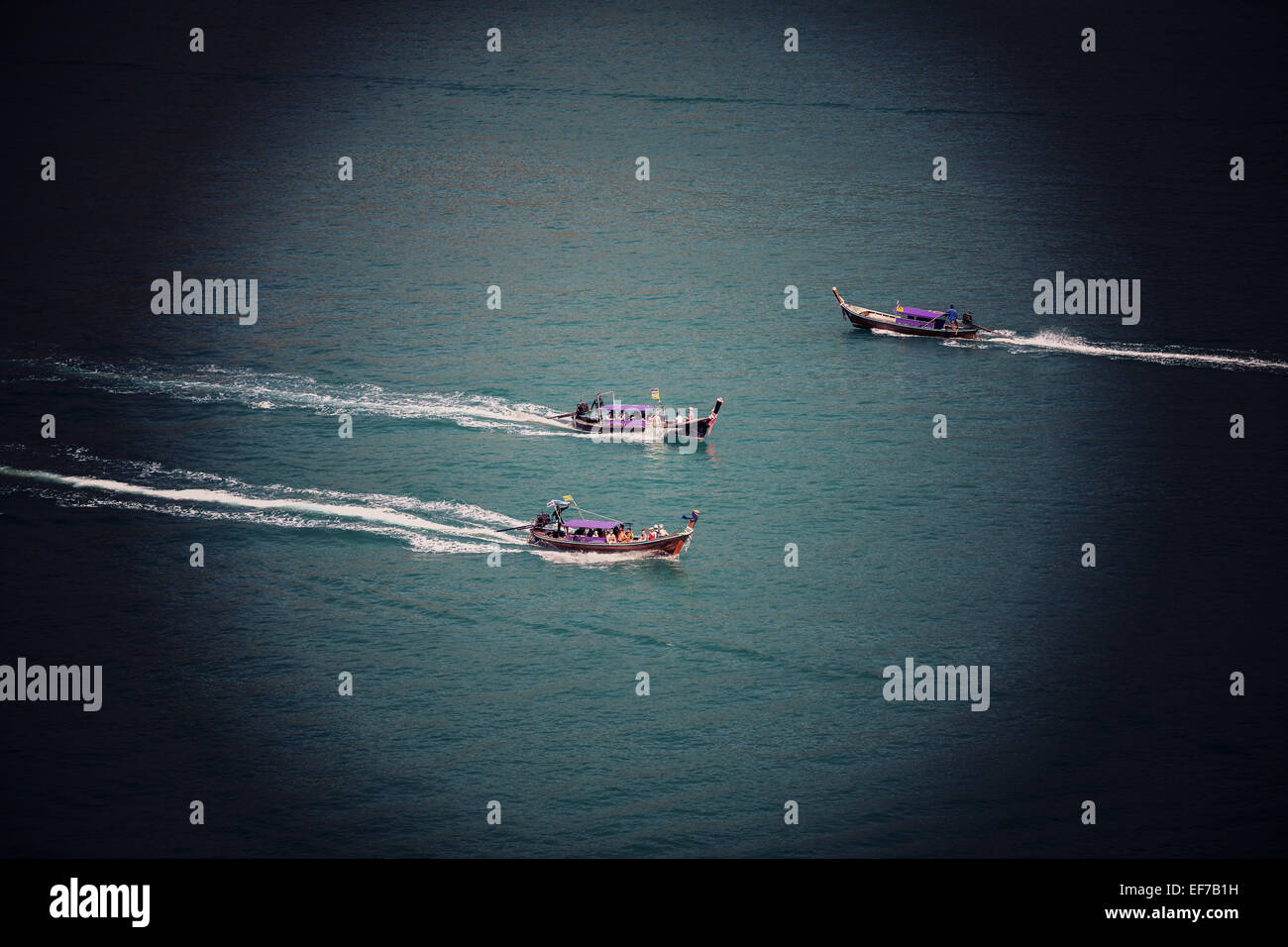 Instagram Sutro Filterwirkung Bild von drei Motorboote. Stockfoto
