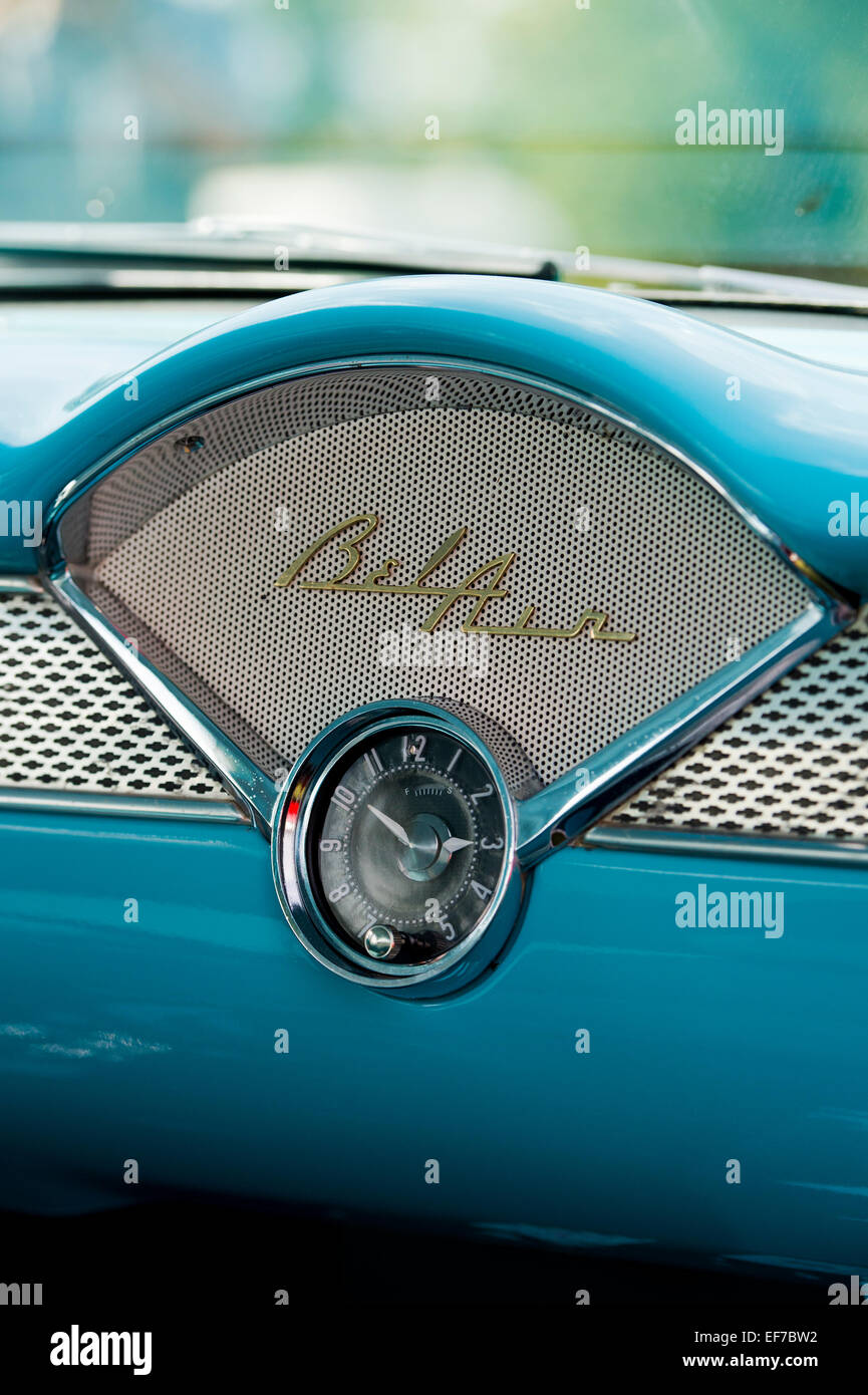 1955 Chevrolet Bel Air Interieur. Chevy. Amerikanische Oldtimer Stockfoto
