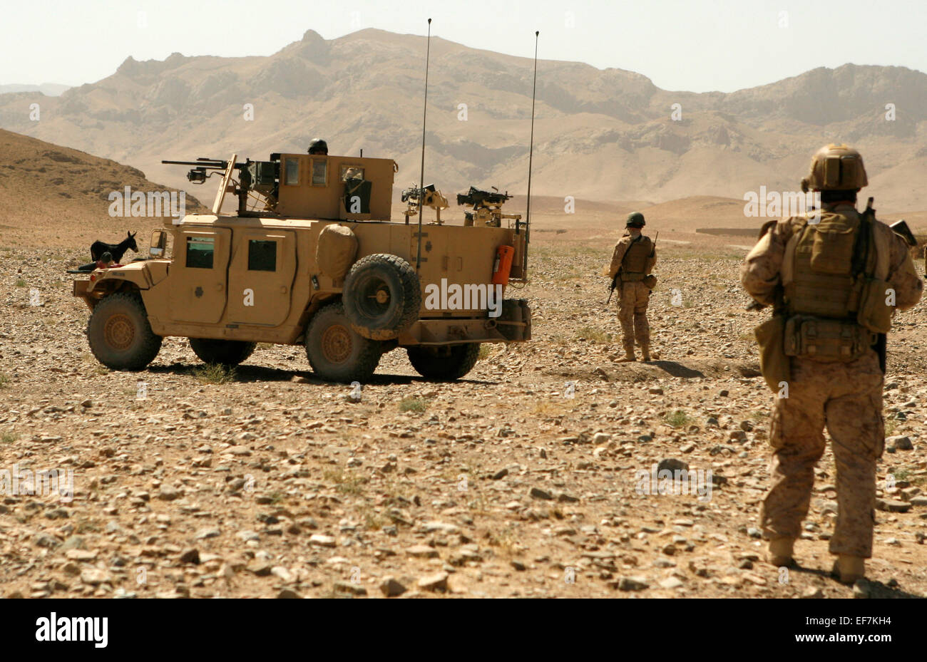 US-Marines sorgt für Sicherheit während einer gemeinsamen Auftritt Patrouille 22. August 2010 in Rabat-ich-Sapcha, Guzarah Bezirk, Provinz Herat, Afghanistan. Stockfoto
