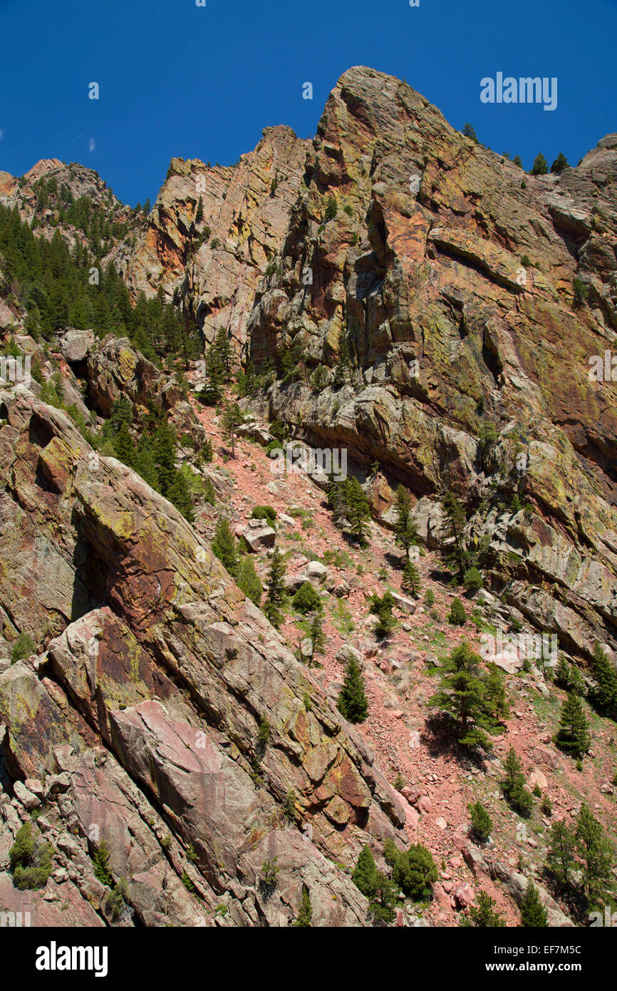 Canyon Klippen entlang Fowler Trail, Eldorado Canyon State Park, Colorado Stockfoto