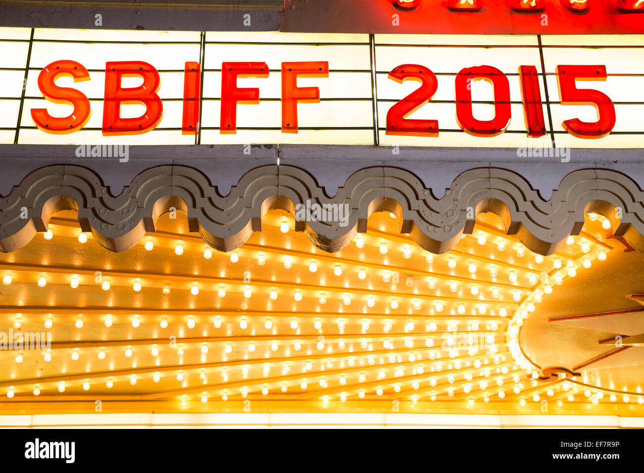 Santa Barbara, Kalifornien, USA. 27. Januar 2015. Das Festzelt des Arlington Theatre am Eröffnungsabend der 30. jährlichen Santa Barbara International Film Festival in Santa Barbara, Kalifornien. Bildnachweis: Scott London/Alamy Live-Nachrichten Stockfoto