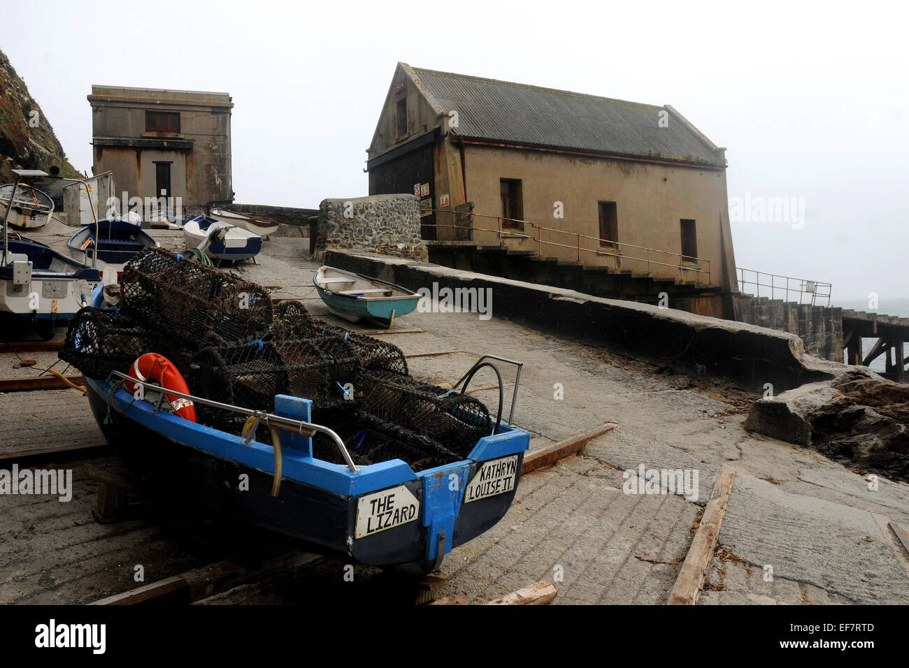 September 2014 das alte Rettungsboot Hauptbahnhof in Echse Poitn der südlichste Punkt von England.  Mike Walker Pictu Stockfoto