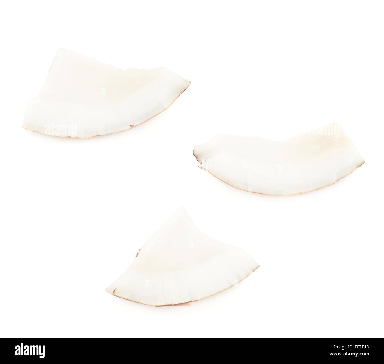 Kokosnuss Fleischstücke isoliert Stockfoto