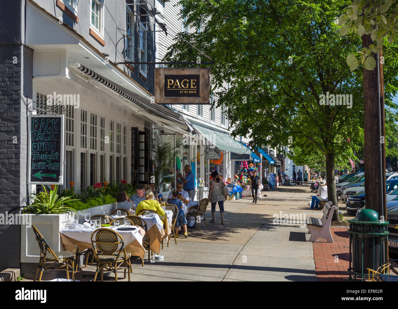 Restaurant an der Hauptstraße in das Dorf von Sag Harbor, Suffolk County, Long Island, NY, USA Stockfoto