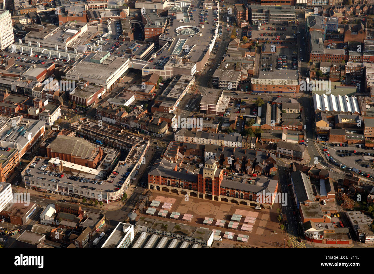 Eine Luftaufnahme von Wolverhampton Stadtzentrum Marktplatz und Cleveland Street England Uk Stockfoto
