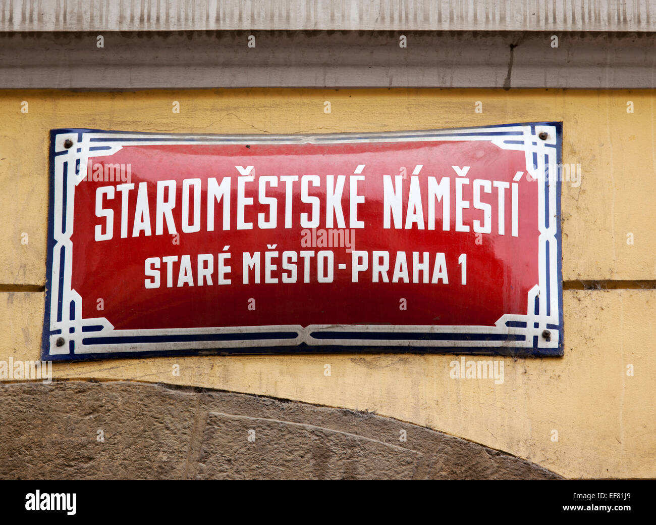 Staromestske Namesti, Praha 1 Namensschild, Altstadt, Prag, Tschechische Republik Stockfoto