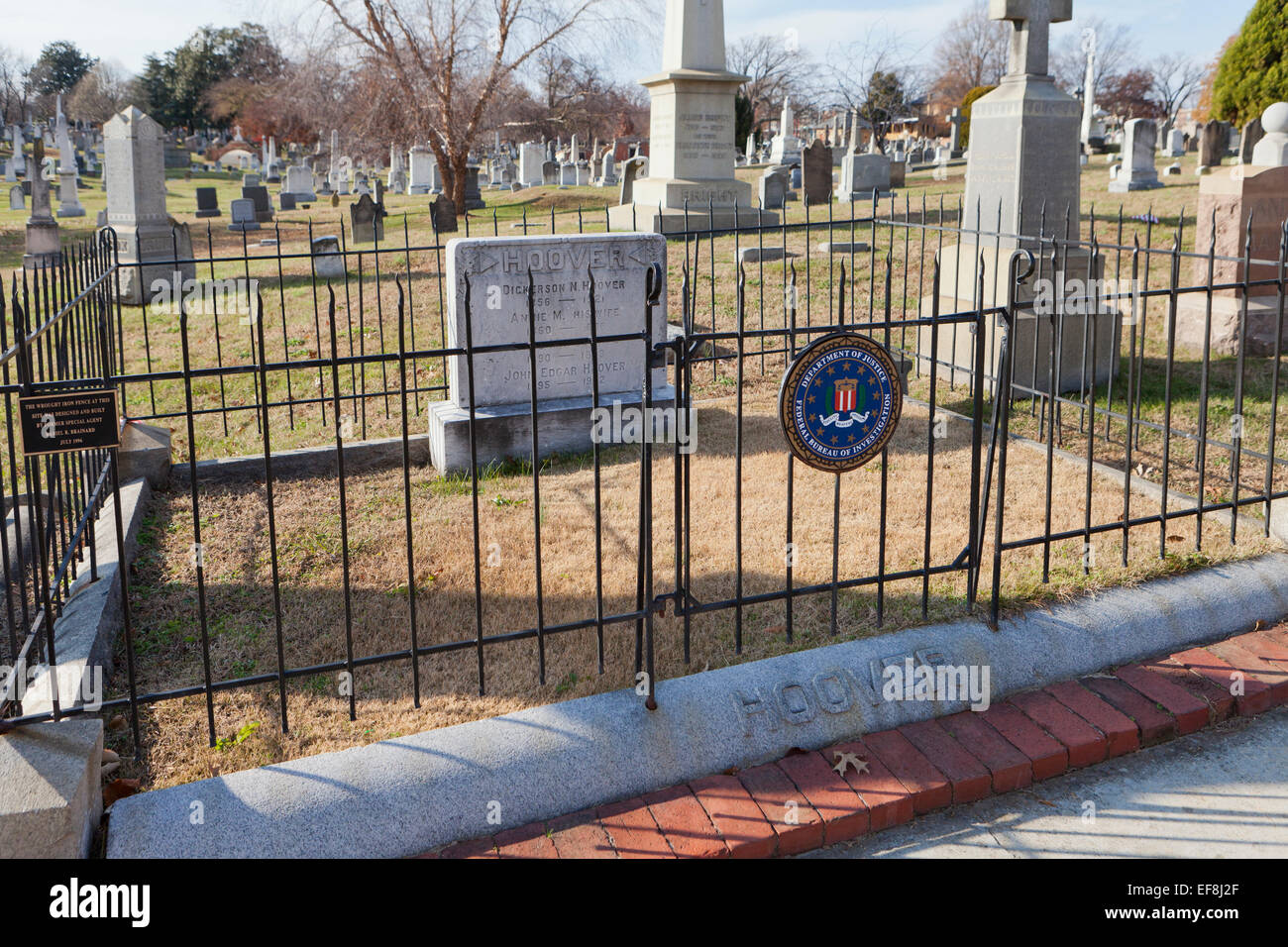 J Edgar Hoover Grabstätte, Congressional Cemetery - Washington, DC USA Stockfoto