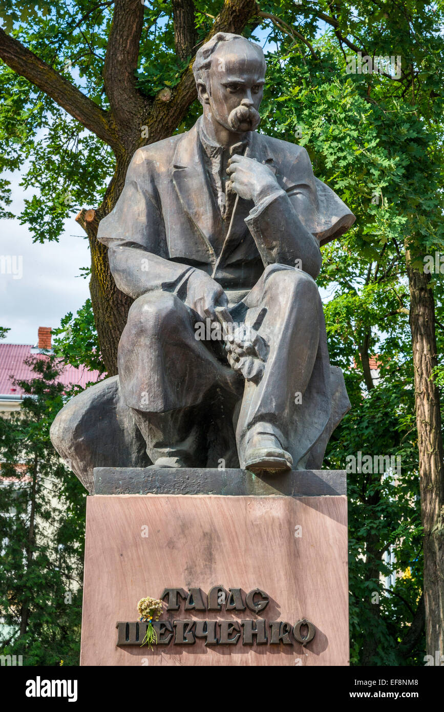 Taras Schewtschenko, ukrainischer Dichter und Schriftsteller, Statue von Leo Mol in Kolomyia, Prykarpattia Region, Ukraine Stockfoto