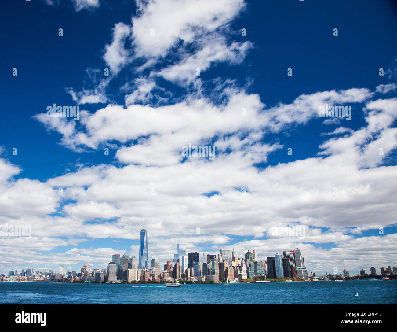 Skyline von Downtown Manhattan Stockfoto