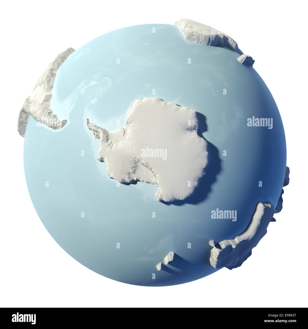 Winter Erde isoliert auf weißem Hintergrund. 3D Render. Südpol. Elemente dieses Bildes, eingerichtet von der NASA Stockfoto
