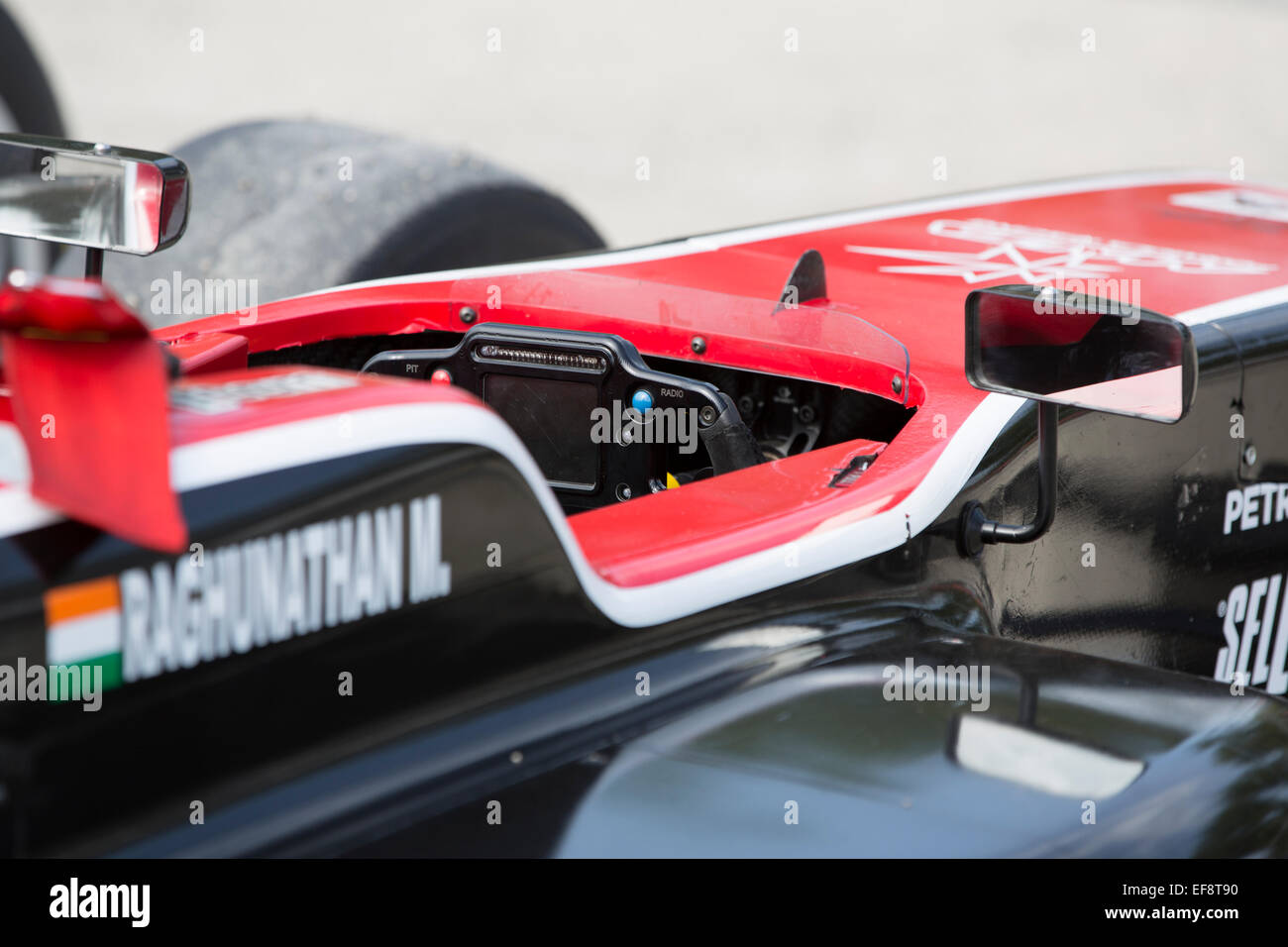 Imola, Italien - 11. Oktober 2014: A Tatuus f. 4 T014 Abarth von F & M S.R.L Rennteams, angetrieben durch Raghunathan Mahaveer (Ind), die italienische Meisterschaft der F4-Autorennen auf 11. Oktober 2014 in Imola, Italien. Stockfoto