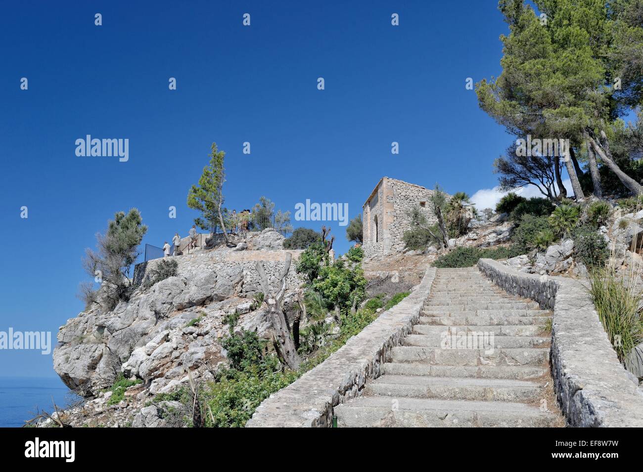 Spanien, Mallorca, Estellencs, Schritte zur Beobachtung Punkt Stockfoto