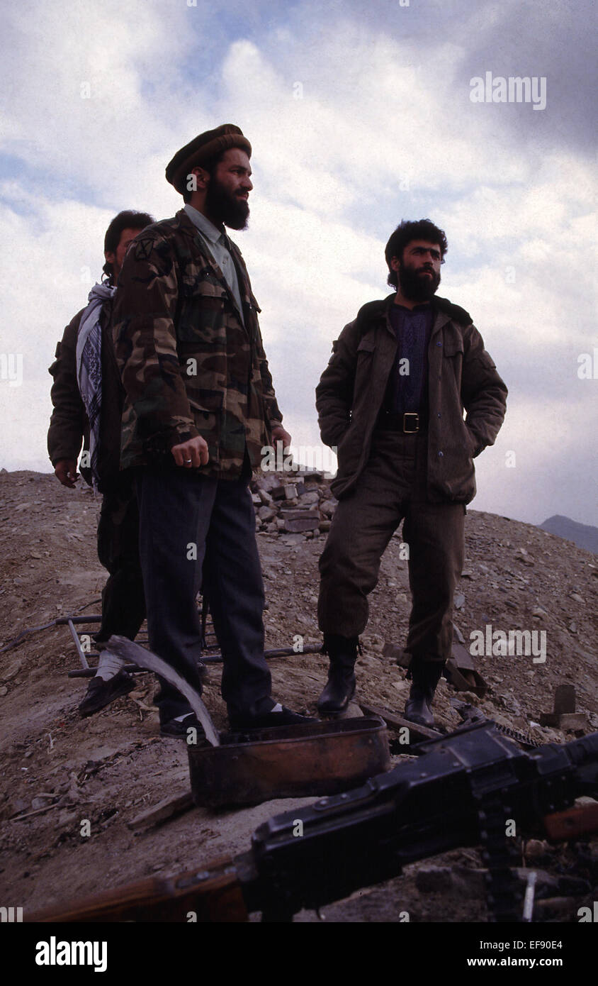 Soldaten der Regierung loyal zu Präsident Rabbani wachen über Kabul 1994 Stockfoto