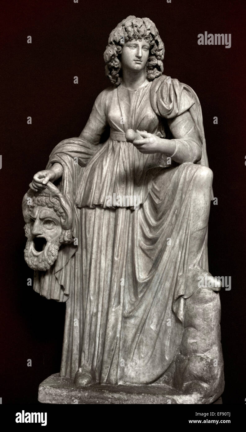 Melpomene, die Muse der Tragödie. Marmor, römische Kunstwerke aus dem 2. Jahrhundert CE. Vatikan Museum Rom Italien Stockfoto