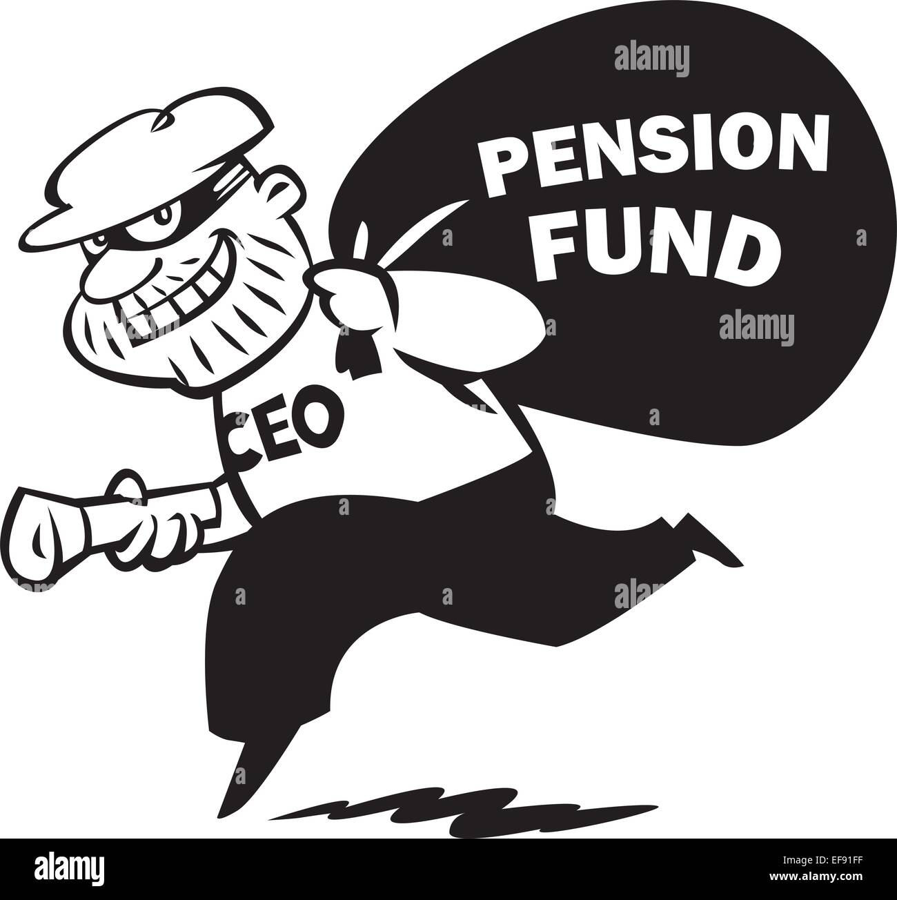 Ein CEO eine Pensionskasse zu stehlen Stock Vektor
