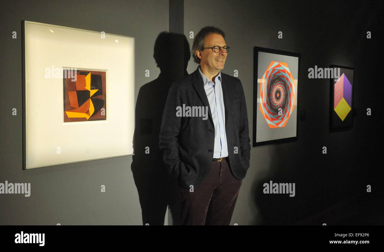 Enkel des Künstlers und der Präsident der Fondation Vasarely in Aix-en - Pierre Vasarely gesehen während der Pressekonferenz zur Ausstellung Victor Vasarely - Neuanschaffung in das Museum für moderne Kunst, in Olomouc, Tschechische Republik, auf Mittwoch, 28. Januar 2015. (CTK Foto/Ludek Perina) Stockfoto