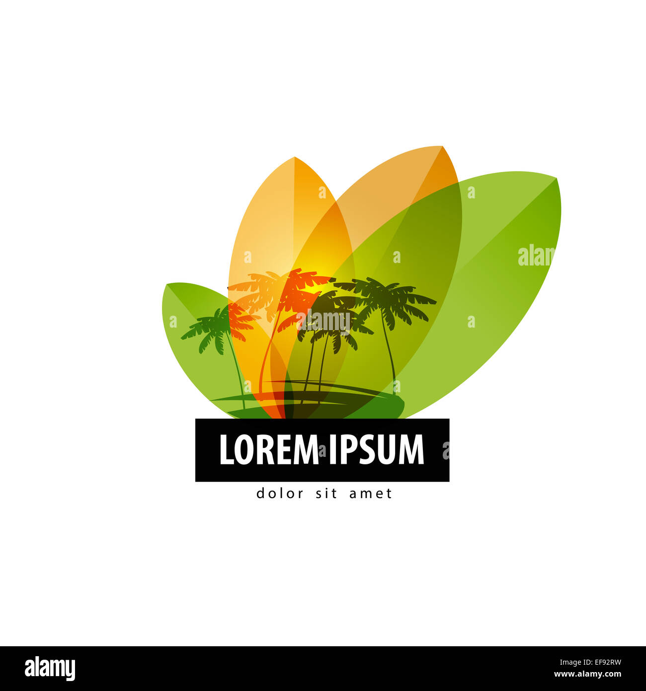 Palm-Bäume-Logo-Design-Vorlage. Reisen oder Natur-Symbol. Stockfoto