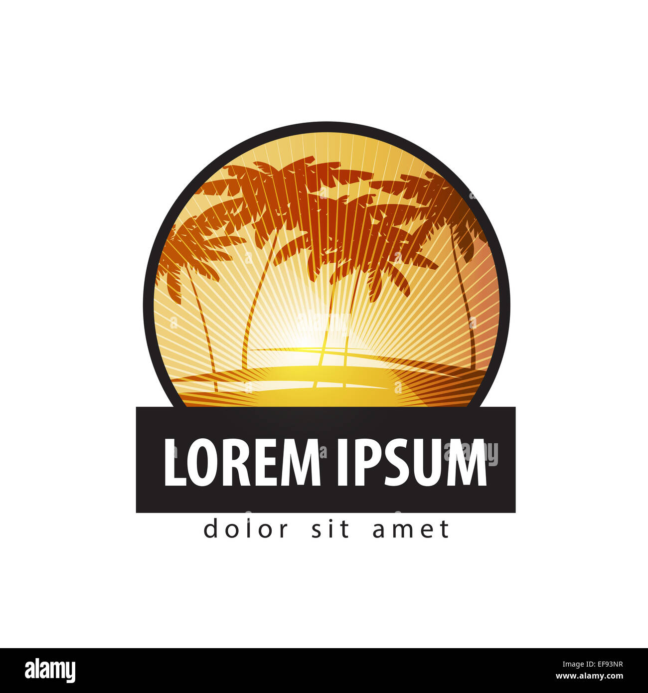 Palm-Bäume-Logo-Design-Vorlage. Symbol für Reisen oder Urlaub. Stockfoto