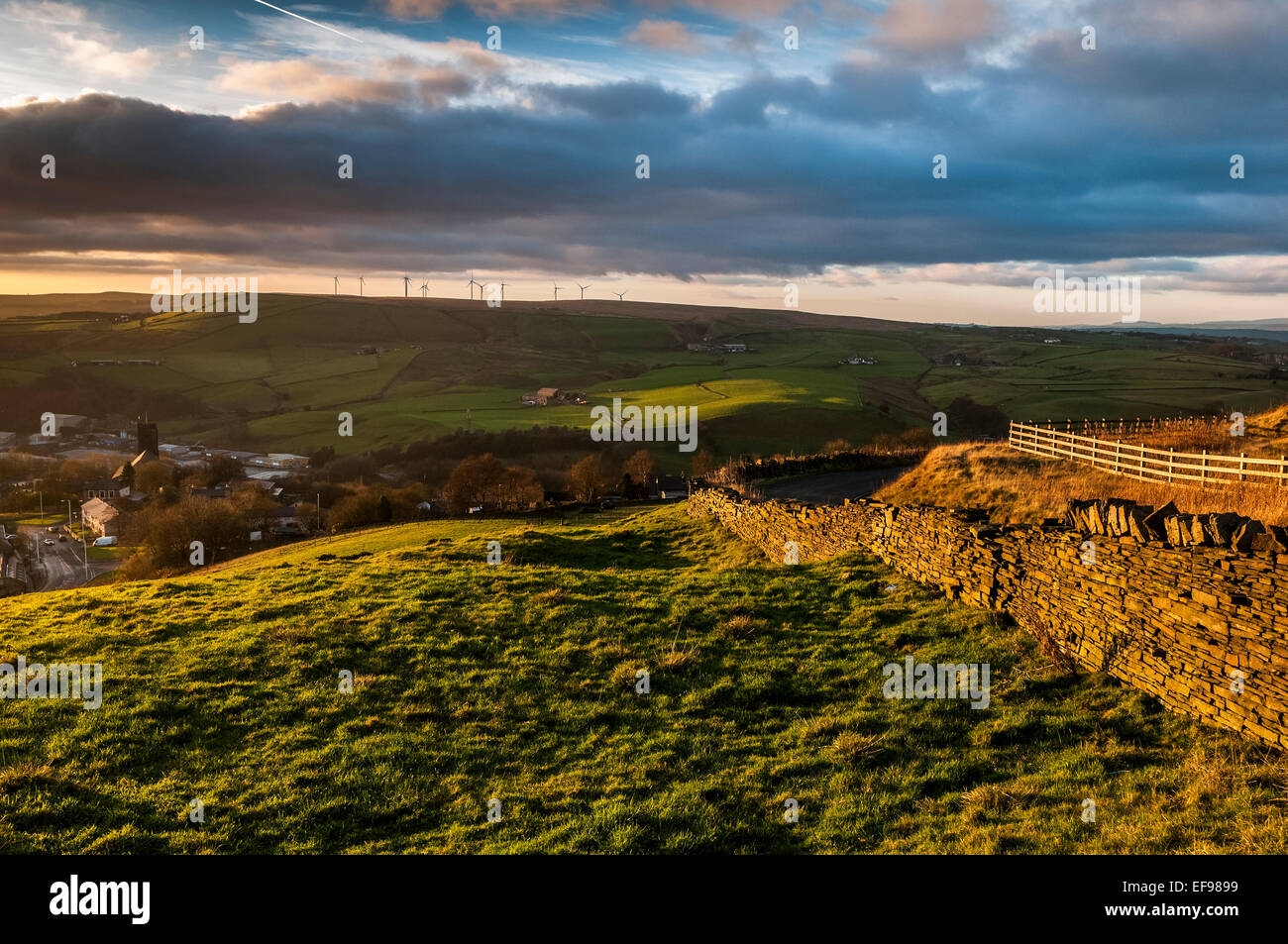 Der Pennine Hills über Haslingden. Stockfoto