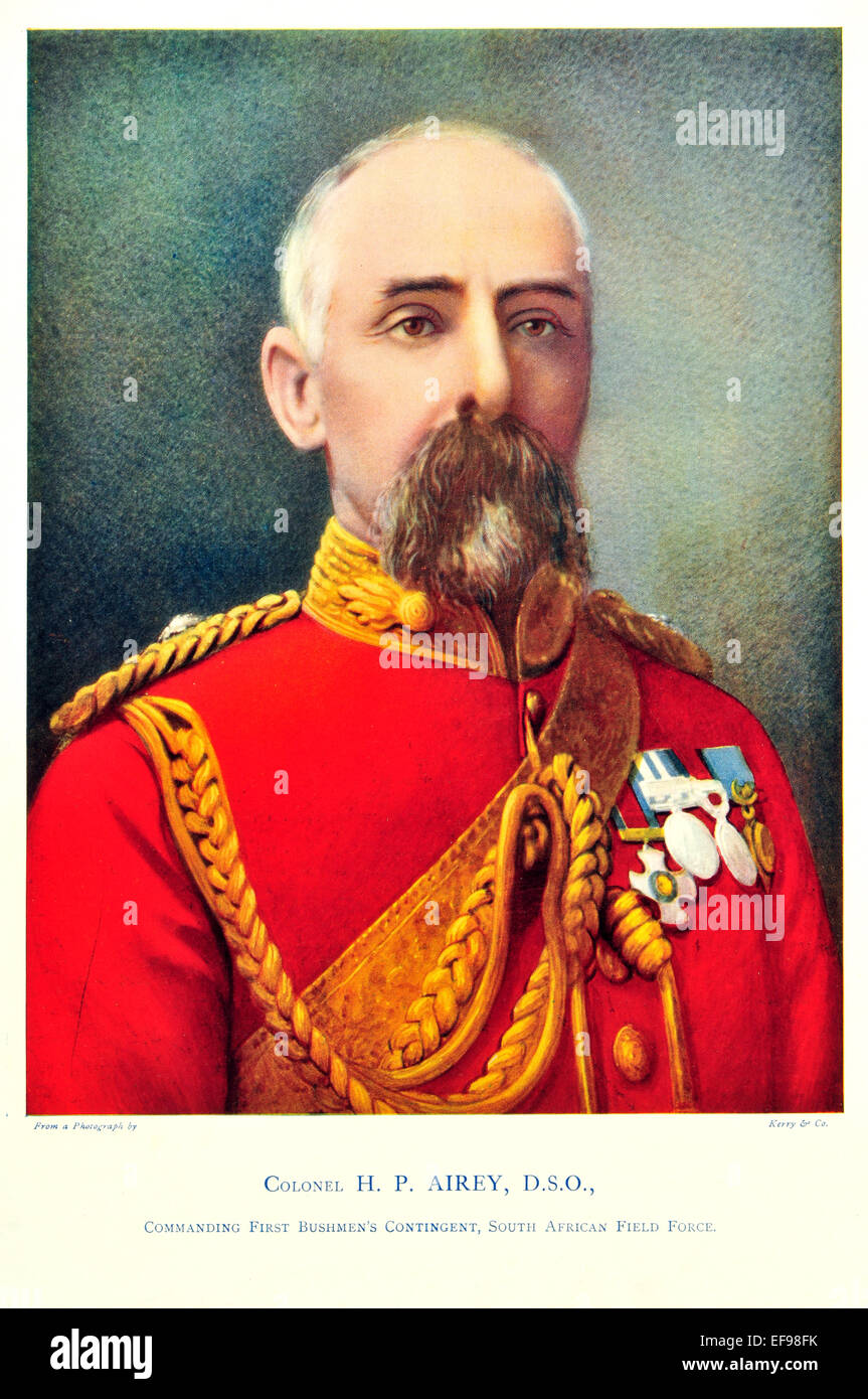 Prominente der Armee 1900 Oberst H P Airey D S O Kommandeur 1. Buschmänner Kontingent South African Field Force Stockfoto