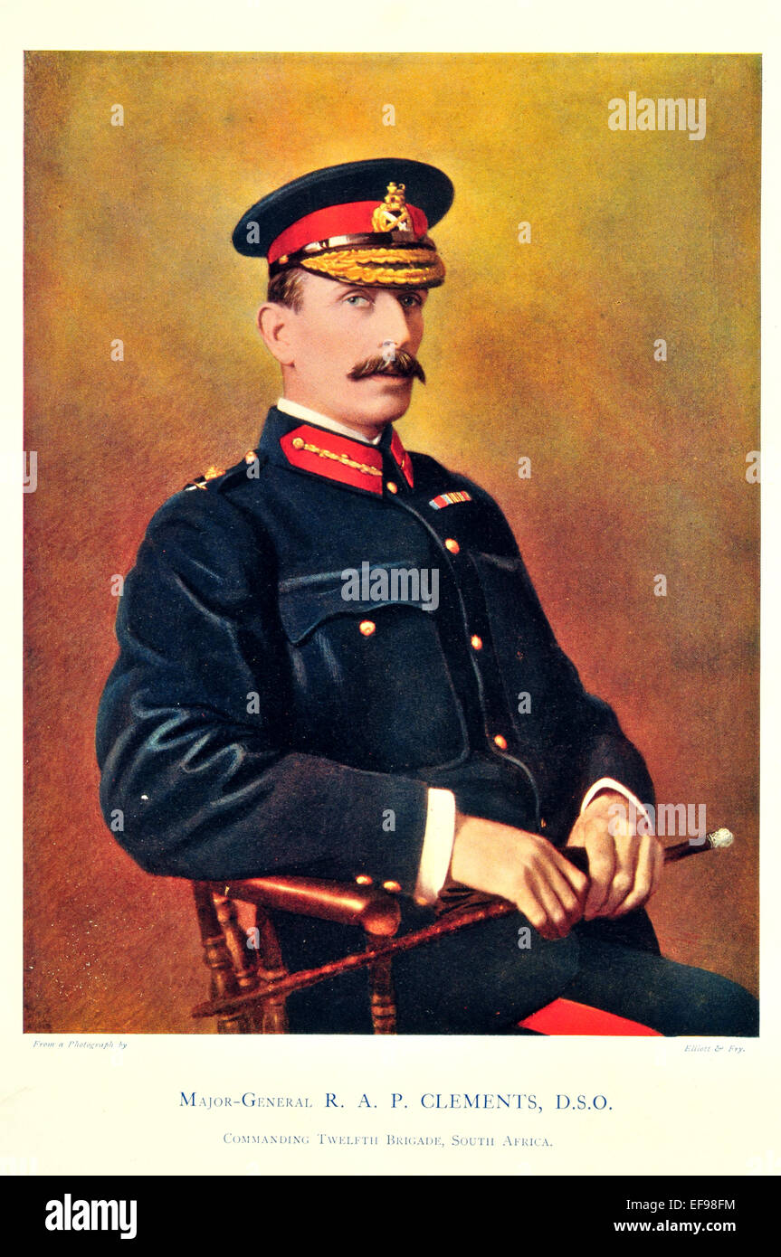 Prominente der Armee 1900 Generalmajor R A Clements D S O Kommandeur 12. Brigade-Südafrika Stockfoto