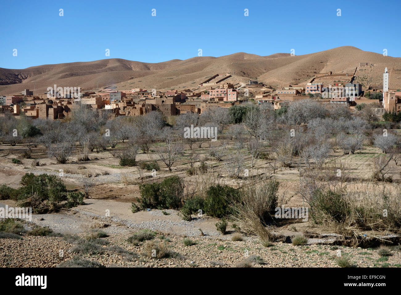 Dorf und Landschaft, Dades Tal, Marokko Stockfoto