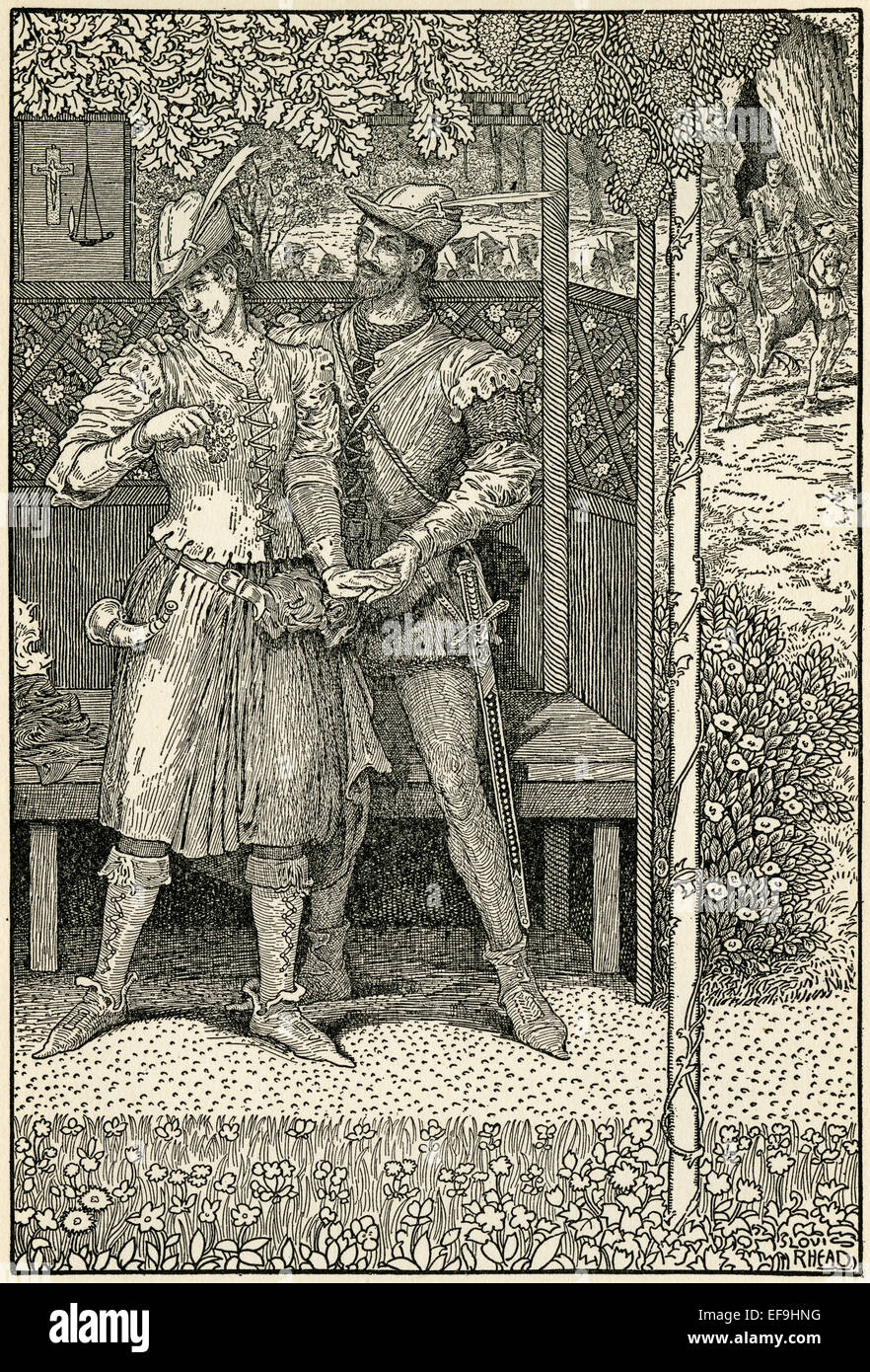 Robin Hood und Maid Marian in der Laube. Stockfoto