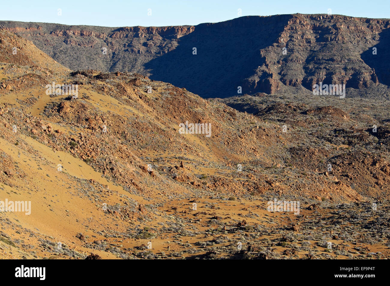 Blick vom Las Minas de San José über die Caldera, die Las Cañadas del Teide, den Teide-Nationalpark, Stockfoto