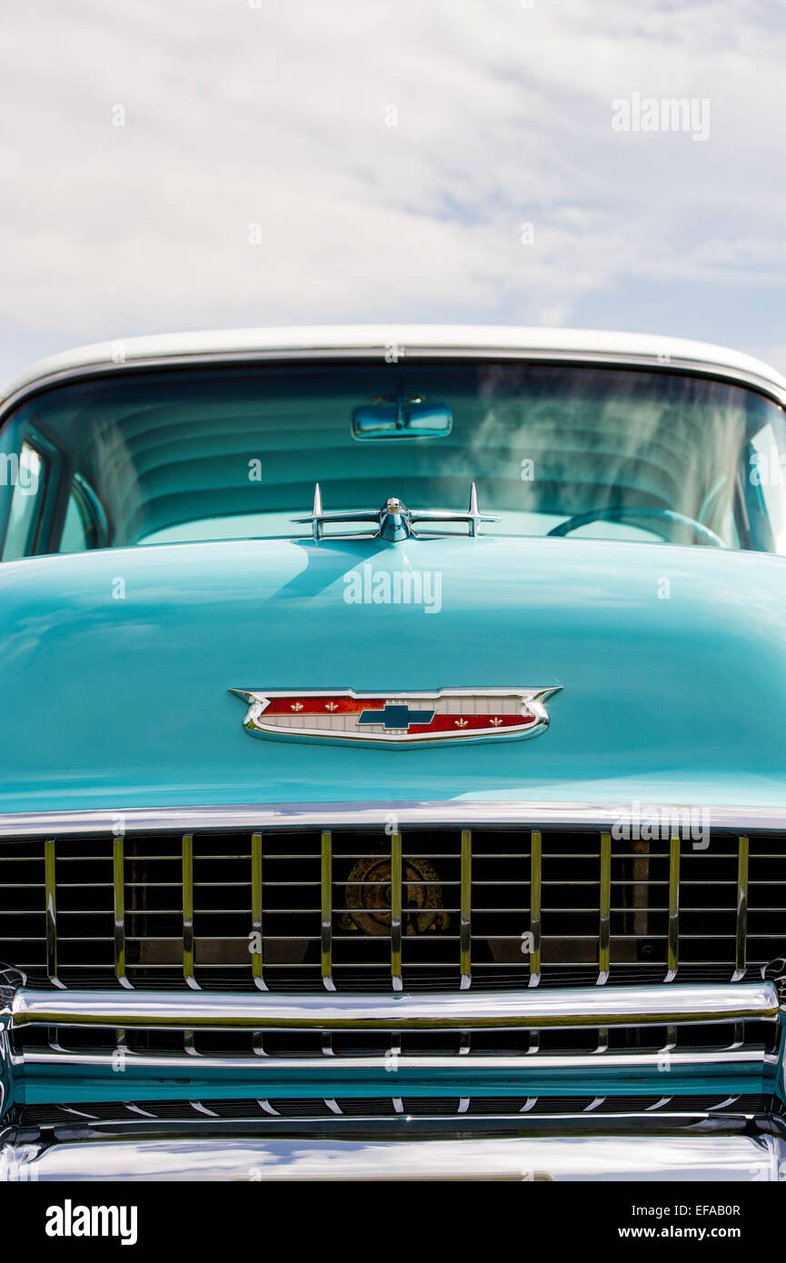 1955 Chevrolet Bel Air-front-End. Chevy. Amerikanische Oldtimer Stockfoto