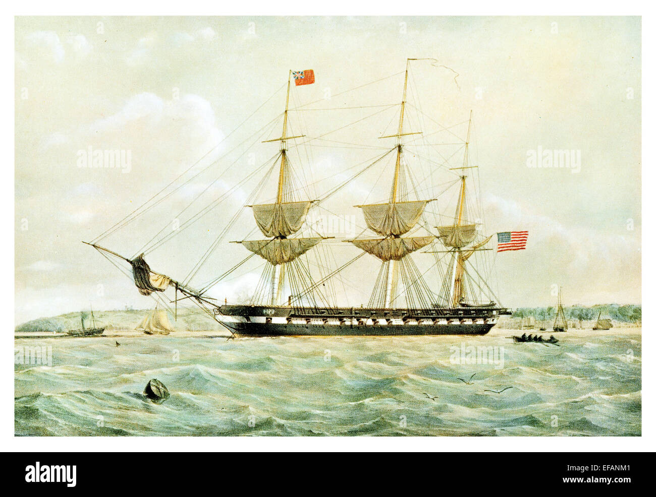U.s.s. St Lawrence 50 gun 1847 gebaut Norfolk Navy Yard. Paraguay-Expedition 1858.After Krieg wurde Marine Barracks in Norfolk Stockfoto