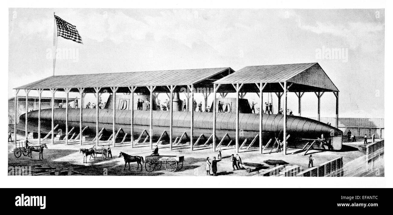 Sehr früh U-Boot im Bau Ende 1800s 19. Stockfoto
