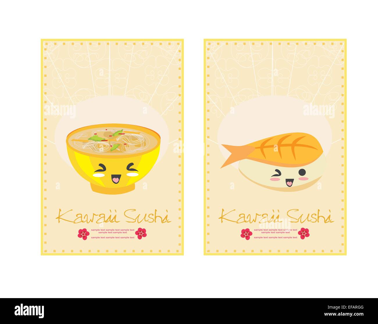 süße Sushi Cartoon Illustration - Vektor Karte Stock-Vektorgrafik - Alamy