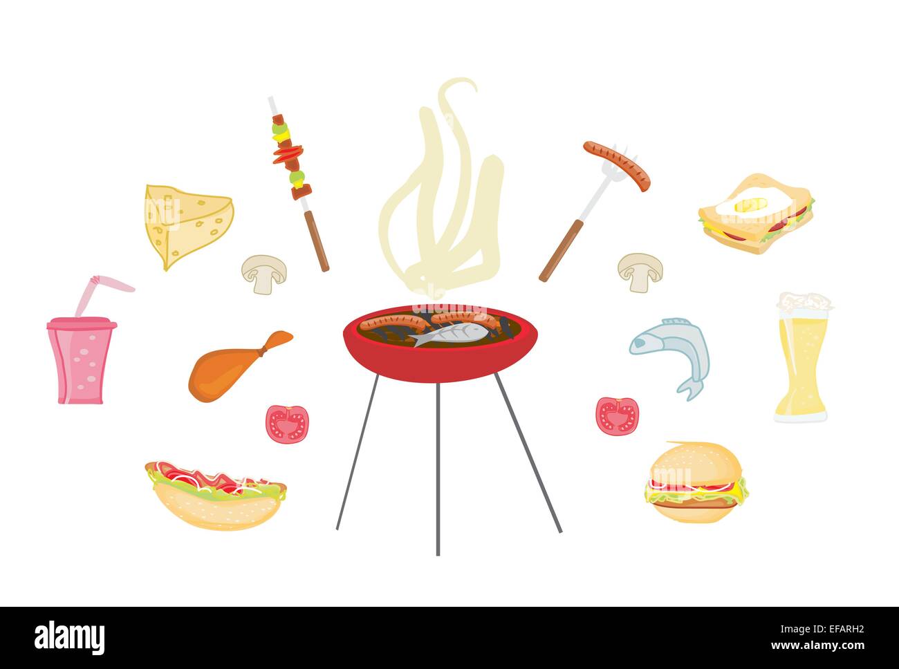 Grill-Icon-set Stock Vektor