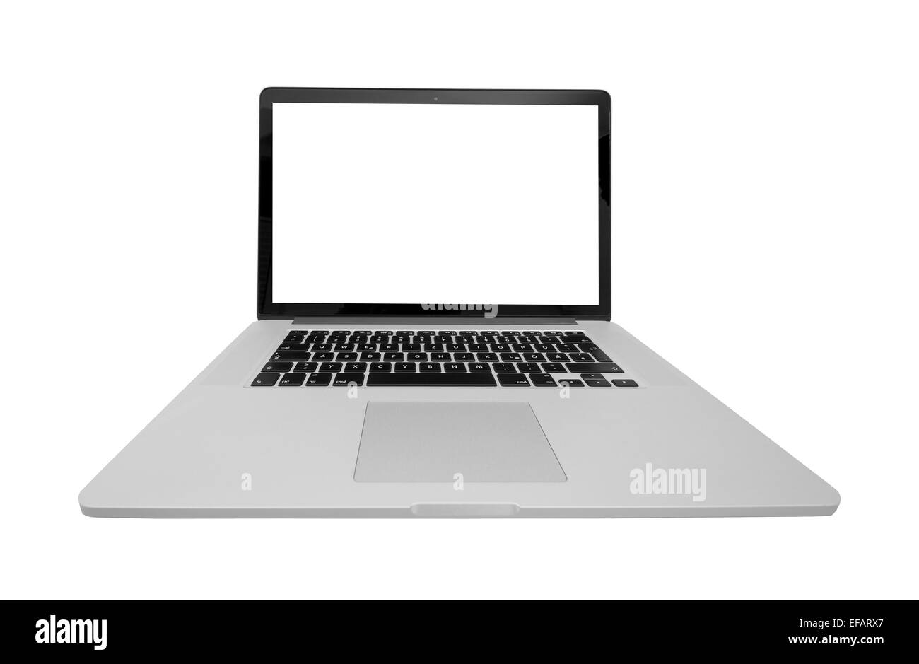 Laptop mit weißen Bildschirm befreit von der Front, fisheye Stockfoto