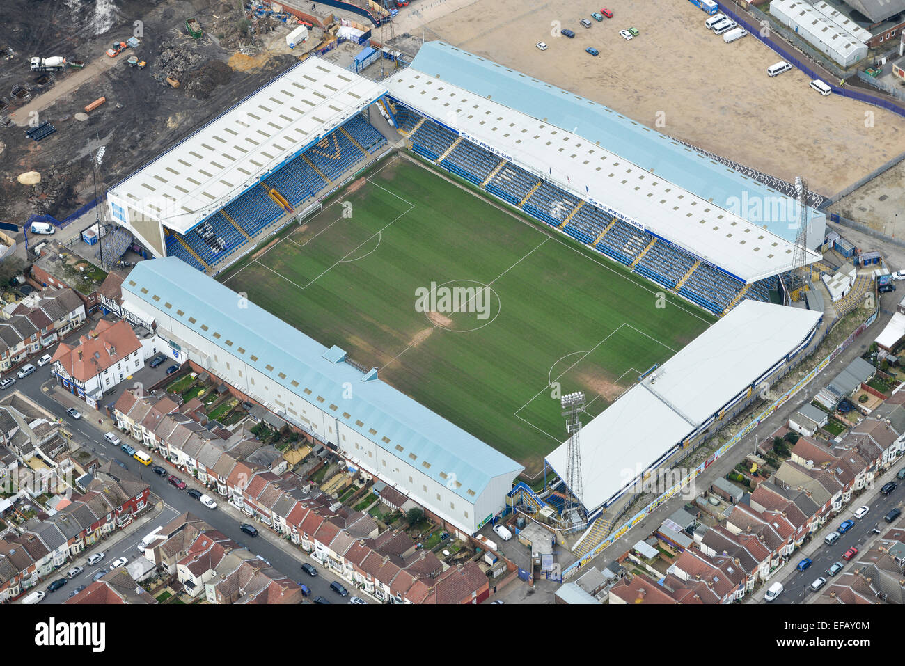 Eine Luftaufnahme des Fratton Park, Heimat des Portsmouth FC Stockfoto