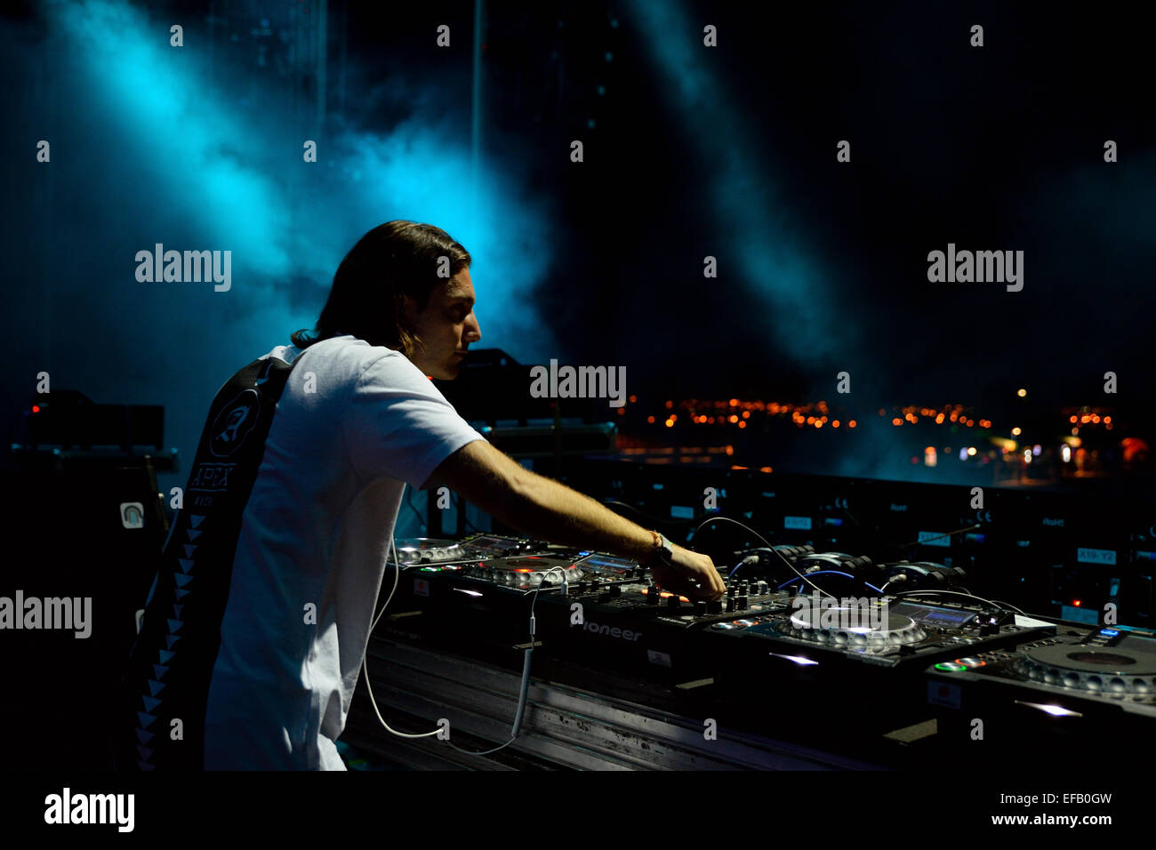 BENICASSIM, Spanien - 20 Juli: Alesso (schwedische DJ und Musikproduzent elektronischer Tanzmusik) führt bei FIB Festival. Stockfoto