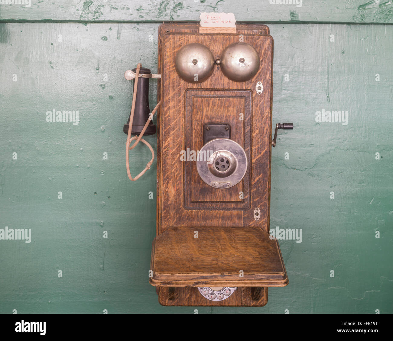 Altes Telefon mit in das Museum Stadt Kurbel, South Pass City, Utah, United States Stockfoto
