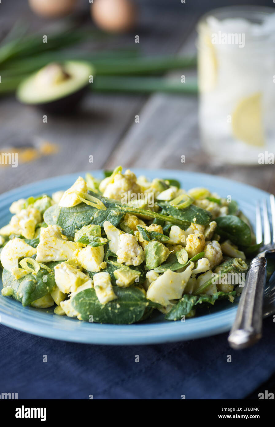 Ei-Salat mit frischen Blumenkohl und curry-vinaigrette Stockfotografie ...