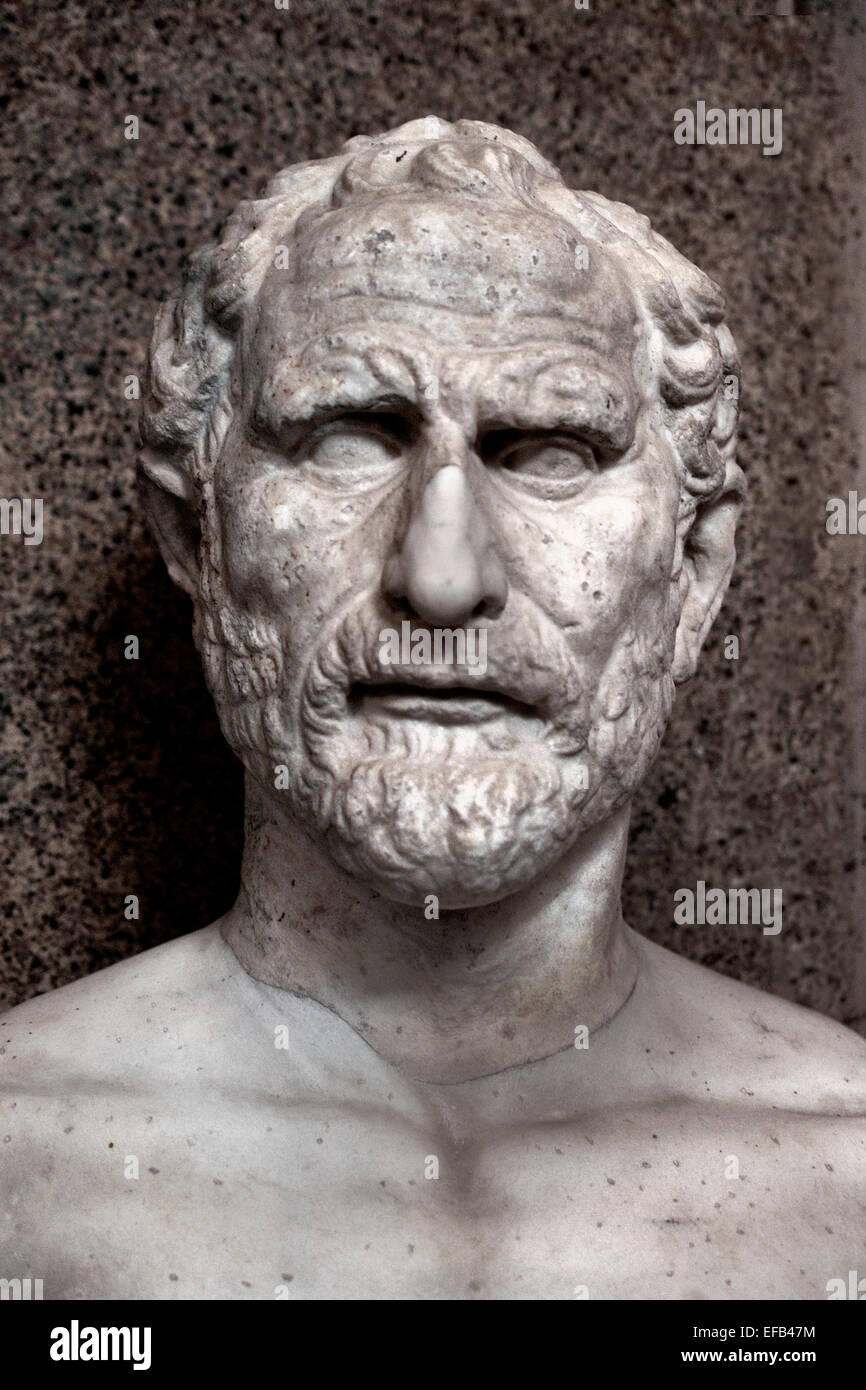 Demosthenes 384 – 322 v. Chr. bekannten griechischen Staatsmann und Redner des antiken Athens (1. Jahrhundert n. Chr. Vatican Museum Rom-Italien) Stockfoto