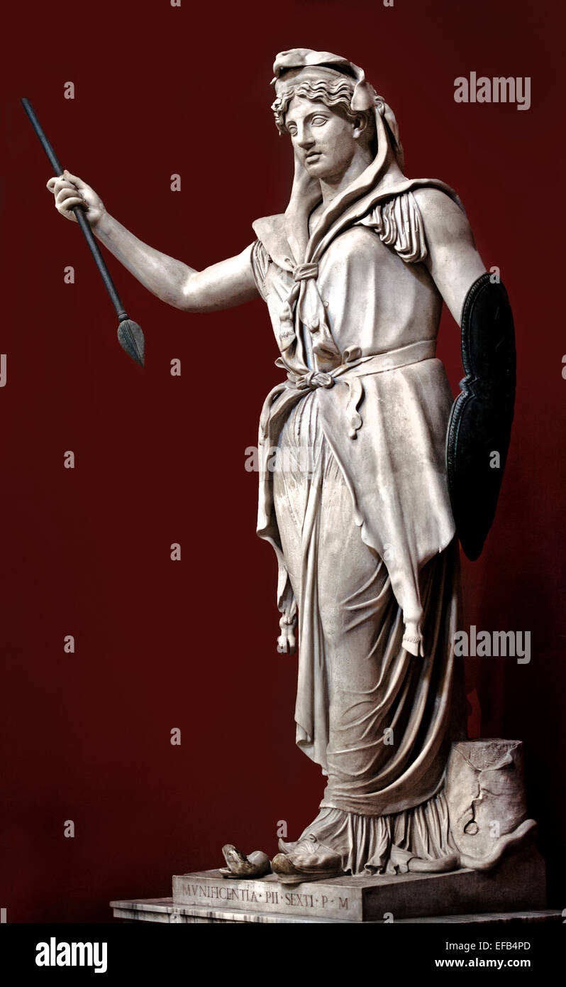 Statue der Juno Sospita, eine kursive Göttlichkeit von Lavinium. Wahrscheinlich eine Kultstatue des 2. Jahrhunderts n. Chr. Pio Clementine Museums (Vatikan Rom-Italien) Stockfoto