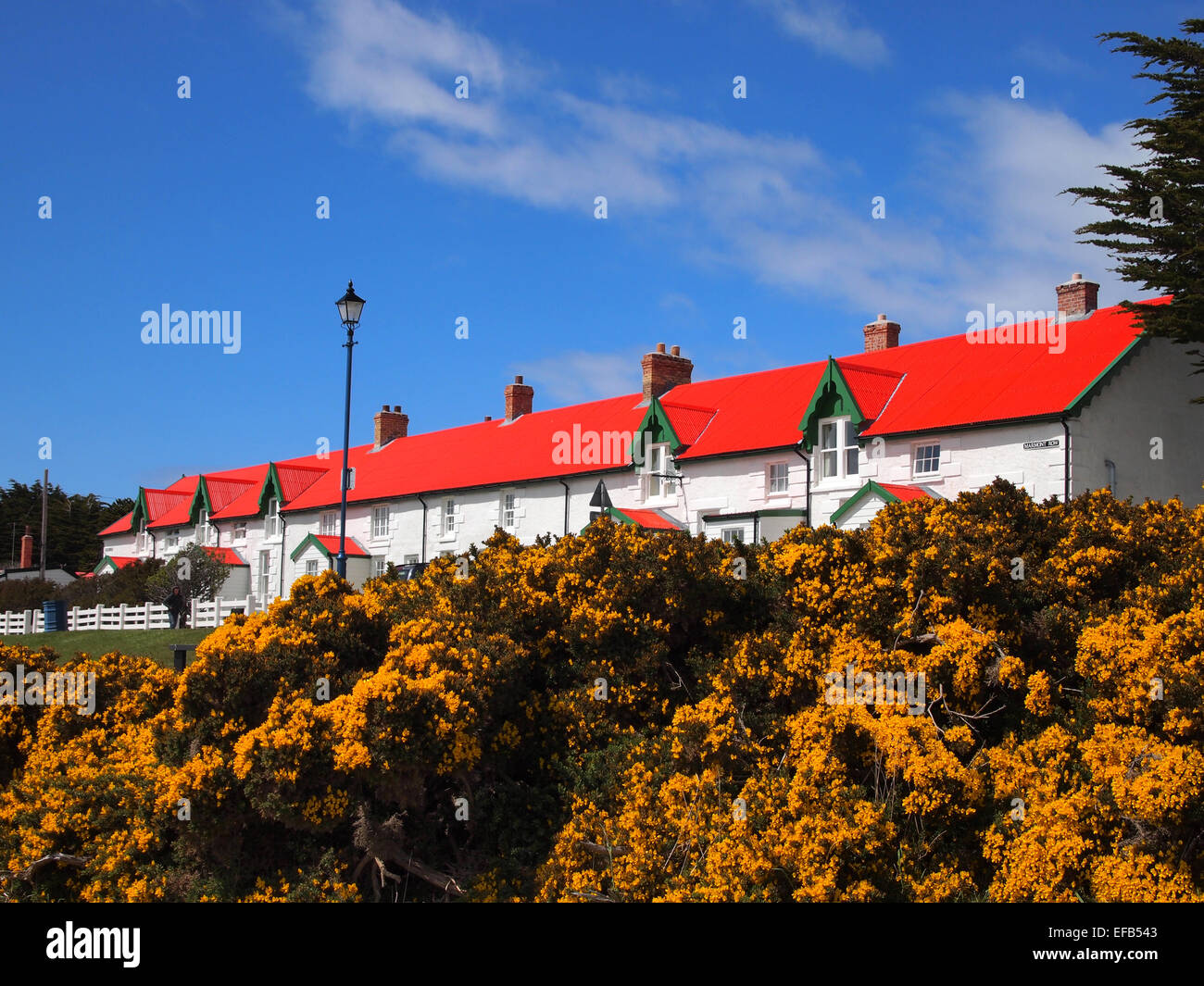 Marmont Zeile, ein denkmalgeschütztes Gebäude auf Ross Road, in der Falkalnd Islands Hauptstadt Stanley Stockfoto