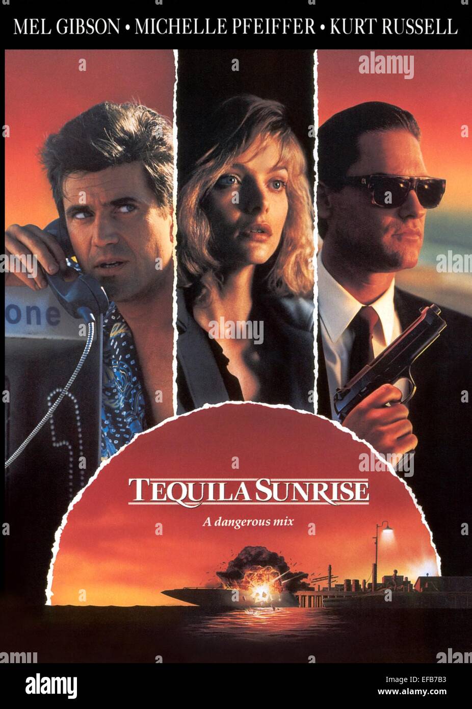 MEL GIBSON, Michelle Pfeiffer, Kurt Russell, Plakat, TEQUILA SUNRISE