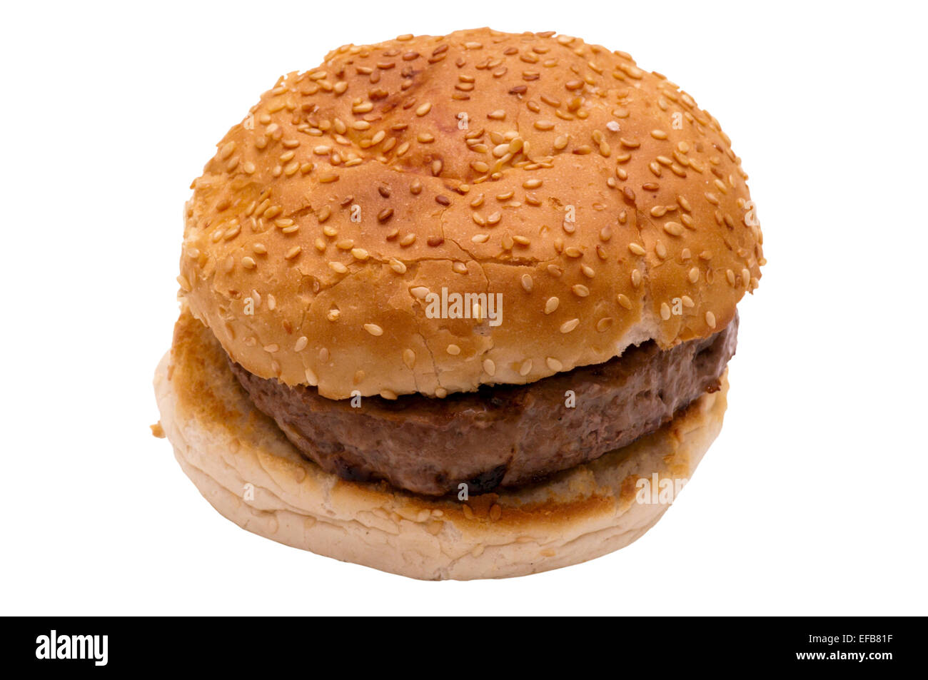 Hamburger In einem Sesam Brötchen Stockfoto