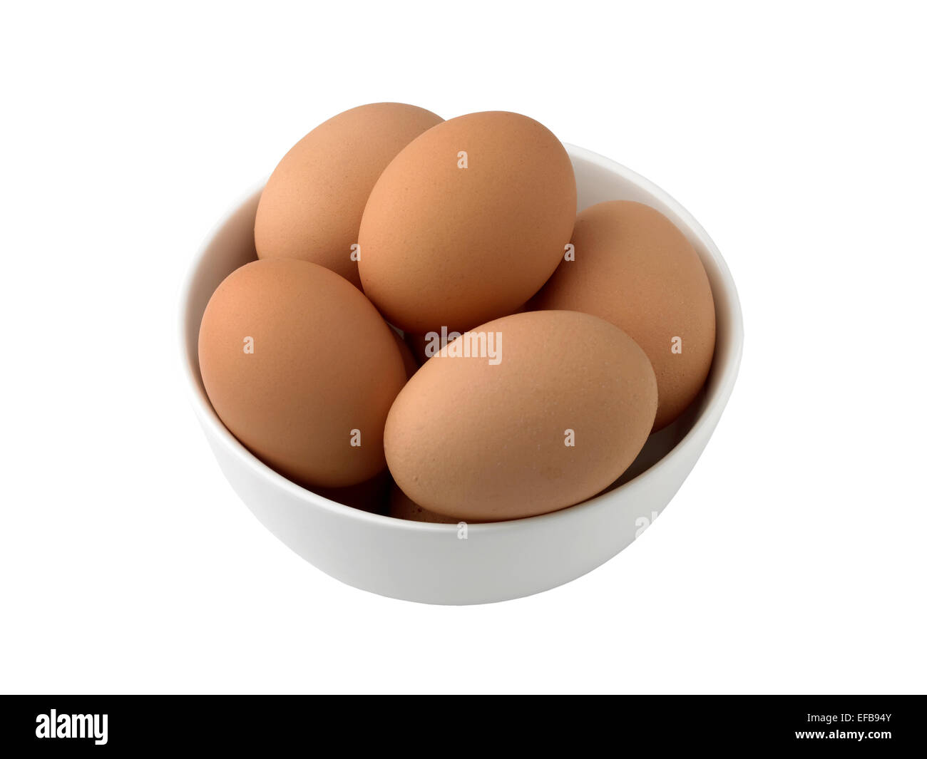 Eiern in Schüssel weiß Stockfoto